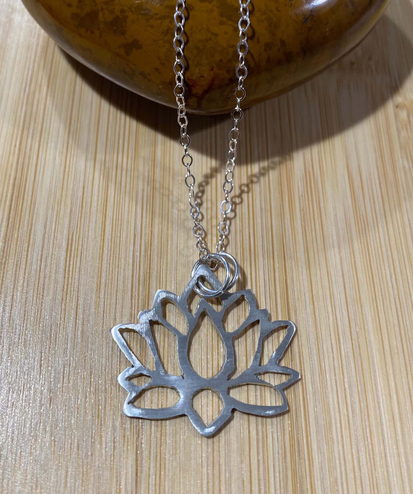 Sterling Silver Lotus Flower Pendant Necklace