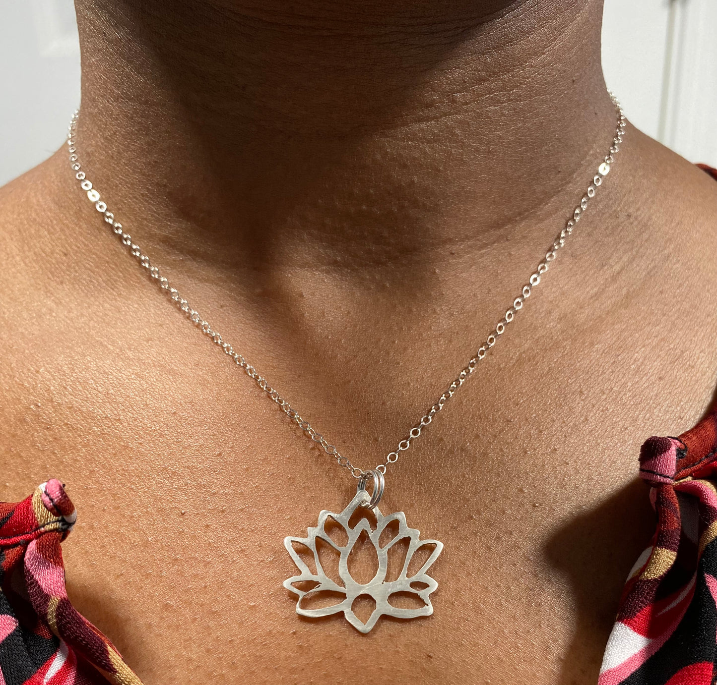 Sterling Silver Lotus Flower Pendant Necklace