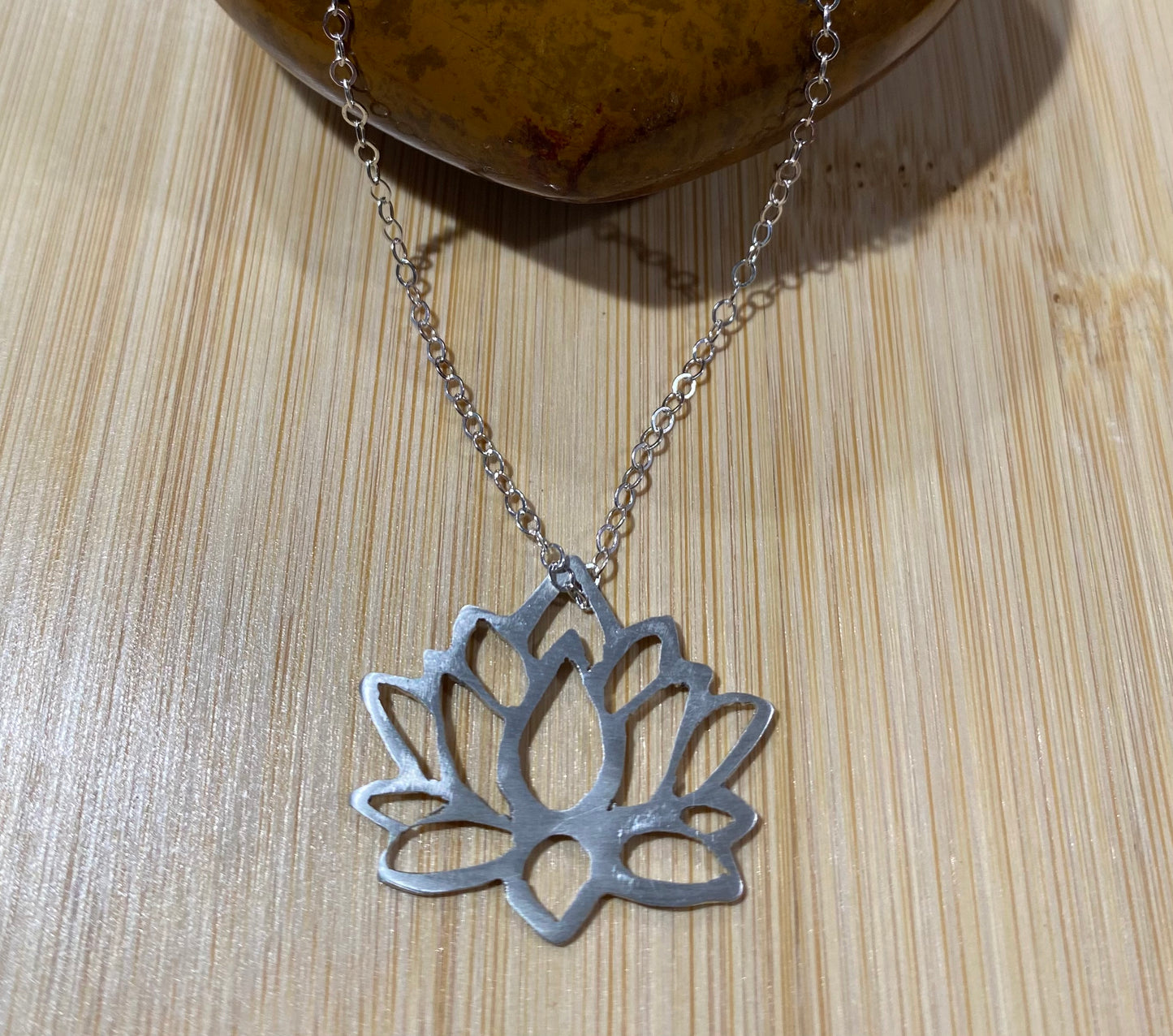 Sterling Silver Lotus Flower Pendant Necklace