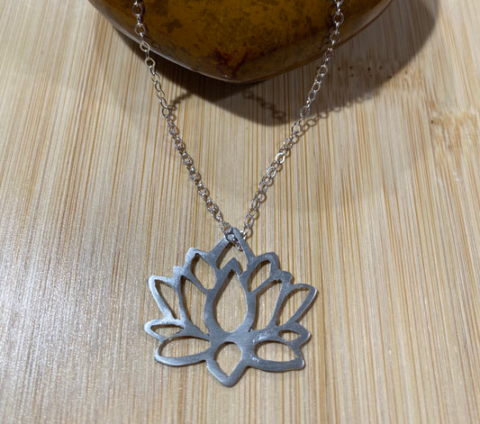 Sterling Silver Lotus Flower Pendant Necklace