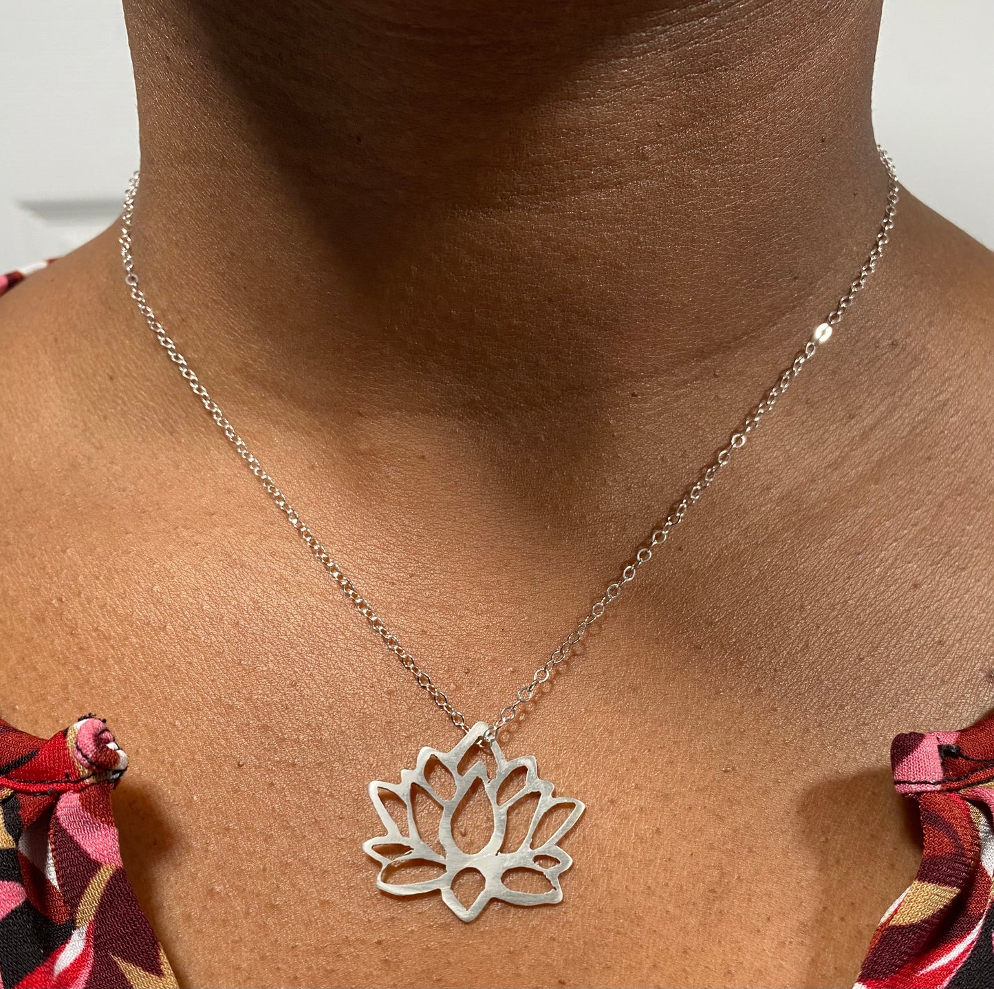 Sterling Silver Lotus Flower Pendant Necklace