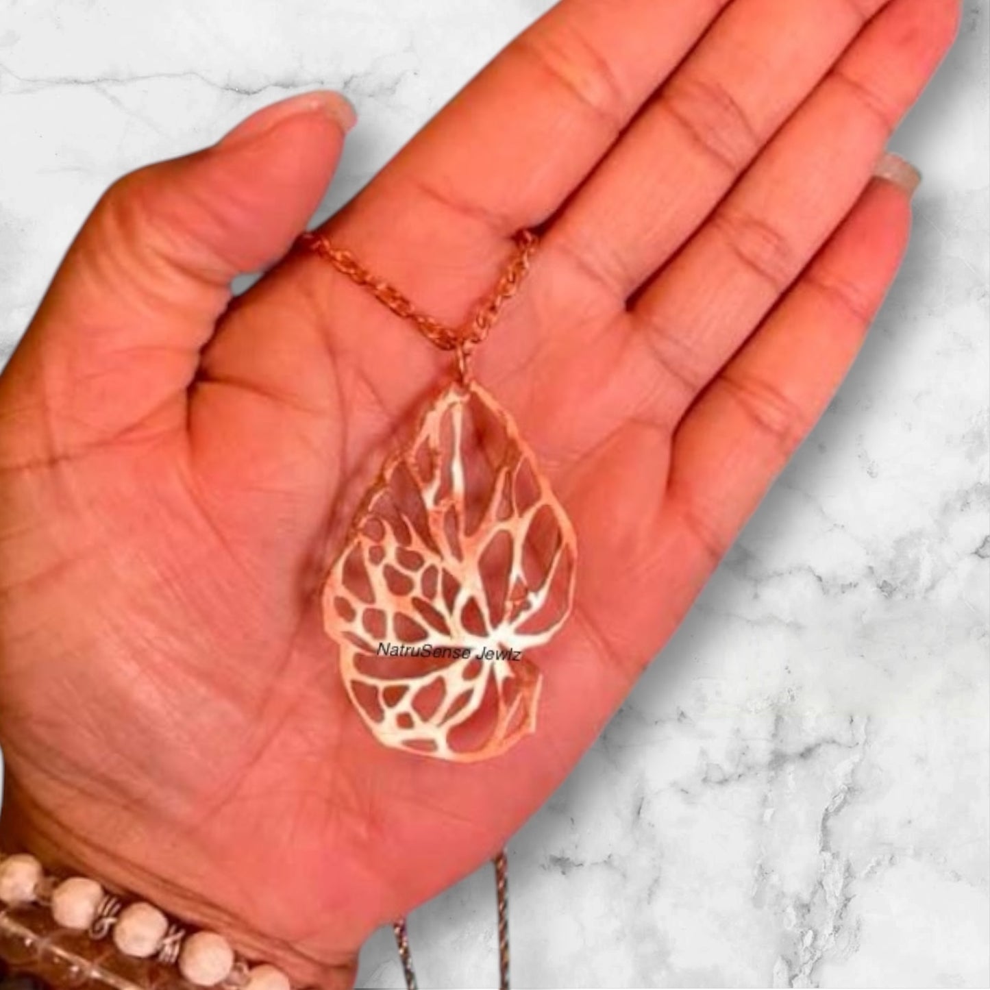 Copper Leaf Pendant Necklace