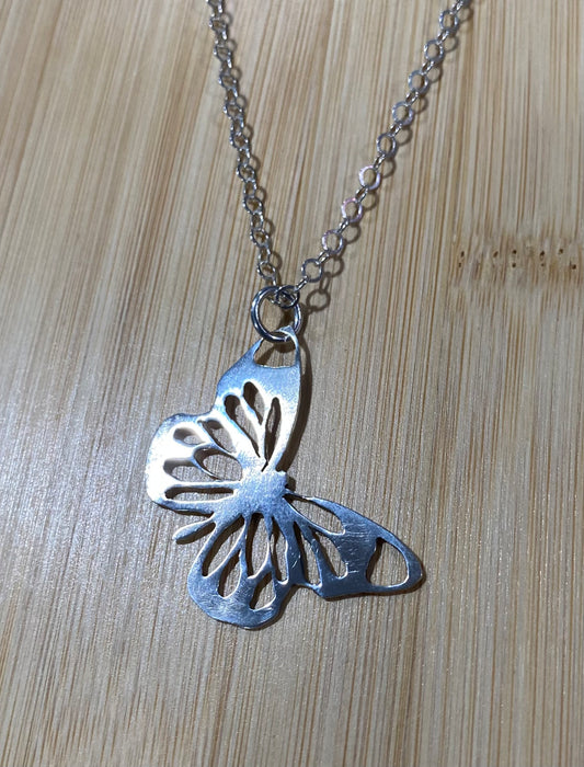 Pierced Sterling Silver Butterfly Pendant Necklace