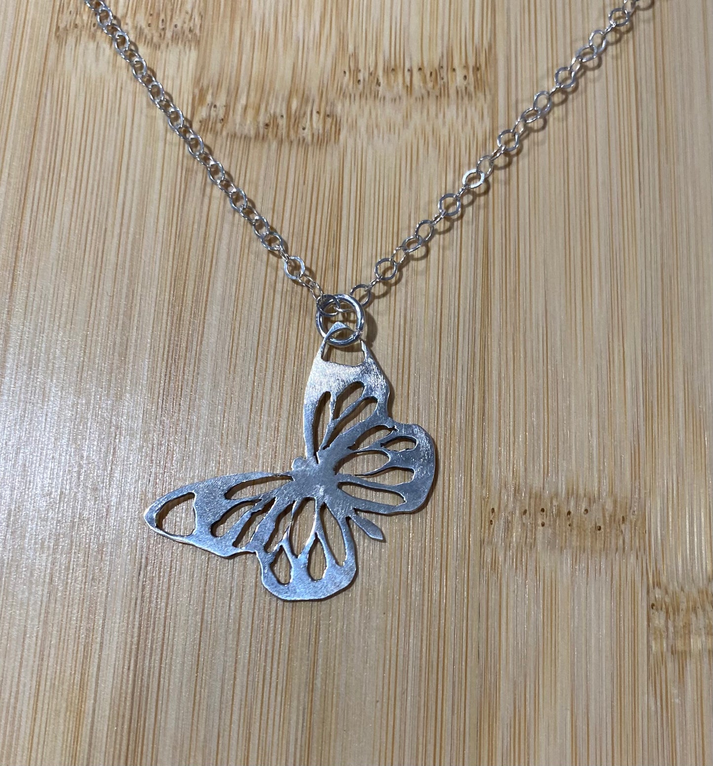 Pierced Sterling Silver Butterfly Pendant Necklace